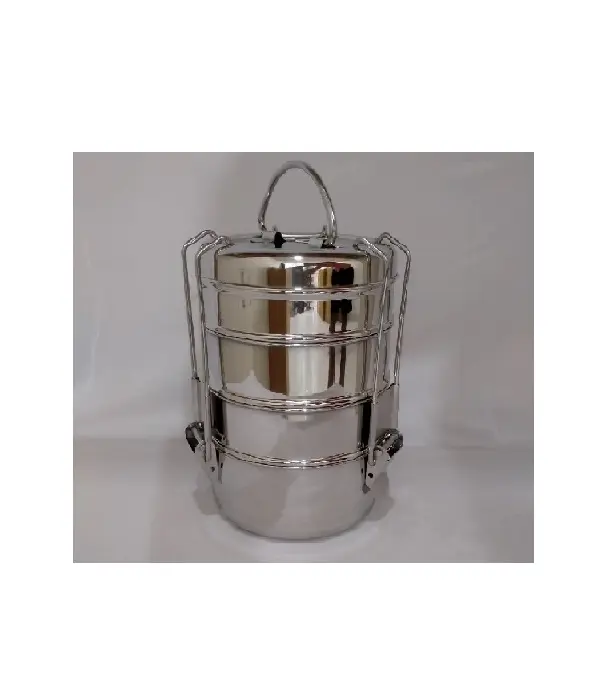 Take Away Metalen Tiffin Carrier 2/3/4 Lagen Roestvrij Staal Thermisch Voedsel Container Geïsoleerde Lunchbox Met Handvat