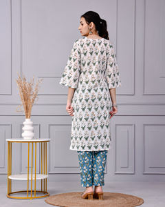 ชุดเซ็ตผ้าฝ้ายพิมพ์ลายดอกไม้สำหรับผู้หญิง |   ชุดสองชิ้นแบบชาติพันธุ์ |   เสื้อผ้าสตรีขายส่ง - Product Image 3