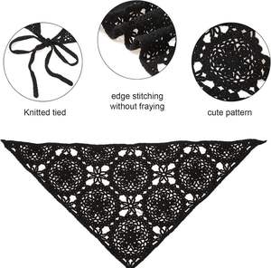 Pañuelo para el Cabello de Mujer, 100% Algodón, Hecho a Mano, con Diseño de Crochet, Patrón Sólido, Triangular, Diadema y Lazo, Estilo Bikini Sexy, con Flores - Product Image 4