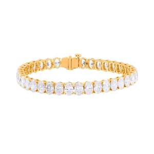 Bracelet tennis serti d'un diamant ovale sur une seule ligne - Product Image 5
