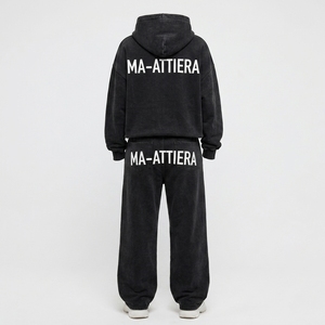 Conjunto Deportivo de Dos Piezas para Mujer, Sudadera con Capucha Negra Extra Grande, Pantalones Deportivos Anchos con Estampado Gráfico, Ropa Casual de Calle - Product Image 4