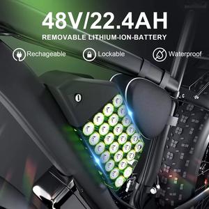 Vélo électrique hybride tout-terrain à pneus larges de 26 pouces, en stock aux États-Unis, double moteur 48V 22.4AH 2000W avec suspension arrière et contrôleur central - Product Image 3