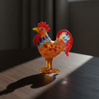 Figurine de coq en verre moderne faite à la main, presse-papiers en cristal Art Déco, décoration pour la maison, le bureau ou le tableau de bord de voiture