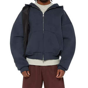 OEM personalizado de alta calidad Zip up Hoodie Unisex Boxy cremallera espacios en blanco 100% algodón de peso pesado polar recortado Zip up Hoodie para hombres - Product Image 2