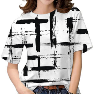 Venta al por mayor de moda de verano señoras camisetas de impresión 3D Top con decoración de diamantes de las mujeres sueltas de verano camiseta para las mujeres - Product Image 4