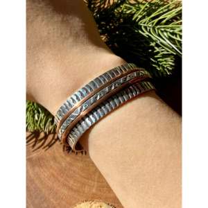 Handmade Navajo Fashion Cuff Bracelet <b>Copper</b> & Sterling Silver - Product Image 2