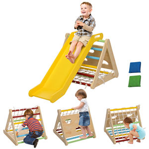 AIYAPLAY Montessori Jeu d'escalade 5 en 1 pour enfants avec corde, toboggan et sacs, en bois, 119x63x61 cm - Product Image 1