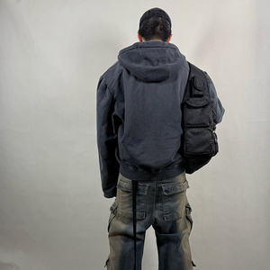 Sudaderas con capucha bordadas ecológicas de alta calidad personalizadas del fabricante, lavado ácido de algodón de rizo francés pesado desgastado - Product Image 2