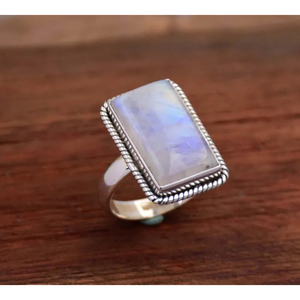 Haute qualité 925 argent Sterling arc-en-ciel pierre de lune bijoux anneaux pour filles douées argent fin en vrac en gros bijoux anneau - Product Image 3