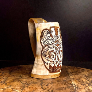 Jarra de Cerveza Vikinga de Cuerno de Búfalo Pulido a Precio Económico - Product Image 1