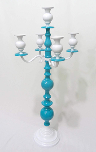 Candelabro de aluminio de primera calidad con revestimiento de polvo de Color Beige, 5 brazos, decoración del hogar, candelabros de pintura a mano, bodas, candelabros coloridos de 5 brazos - Product Image 6