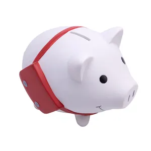 Customized White piggy carry bag Piggy Bank Coin Bank Character Figure