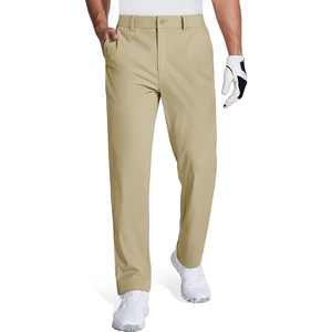 กางเกงกอล์ฟแบบลำลองสำหรับผู้ชาย, กางเกง100% เอวสูงผ้าฝ้ายระบายอากาศน้ำหนักเบาย้อมสีกลางเอวหลวมเชือกรูด - Product Image 1