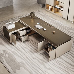 Bureau de direction haut de gamme en noyer, ergonomique, en forme de L, table d'ordinateur modulaire, mobilier commercial, poste de travail exécutif - Product Image 5