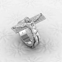 Bague Croix de Jésus en Argent Sterling 925 Plaqué Or 18 carats, Symbole Spirituel Catholique, Personnalisable, Idéale pour les Fêtes - Nouveauté Tendance
