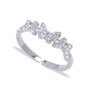 Bague réglable en forme de trois papillons pour femmes, bijoux en argent Sterling 925 turc, nouvelle tendance populaire - Product Image 5
