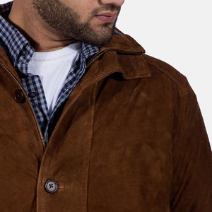 Blouson aviateur en daim souple pour hommes classique appel rencontre la coupe moderne veste en daim de qualité supérieure pour hommes avec doublure en laine - Product Image 5