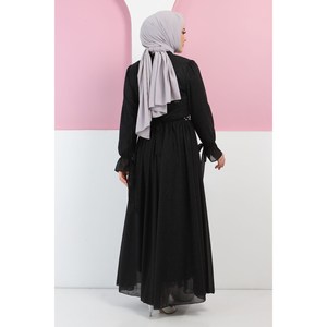 Vestido de Noche Casual ElbiseInci, Detalle de Línea A, Cuello Alto, Talla XS, Cintura Natural, Largo Maxi hasta la Rodilla, para Banquetes y Fiestas de Graduación, 100% Poliéster - Product Image 5