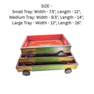 Bandeja de servicio de madera en relieve multicolor moderna Juego de 3 pintados a mano para bodas y Diwali Servir decorativo - Product Image 2