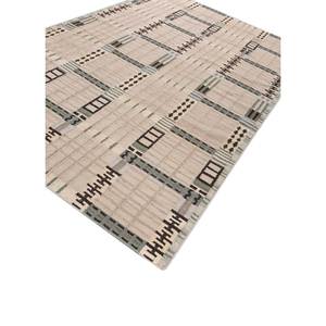 พรมขนสัตว์สีน้ำตาลเบจ ทอลายเรียบ รูปทรงเรขาคณิต สี่เหลี่ยมผืนผ้า ทำด้วยมือ สไตล์คลาสสิก สำหรับบ้าน ห้องนั่งเล่น ห้องนอน-รุ่น Adwl-13268 - Product Image 2