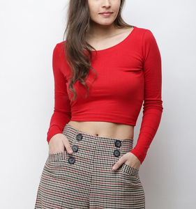 T-shirt haut court femme col rond brodé à manches courtes été Style décontracté coupe ajustée respirant court compressé - Product Image 4