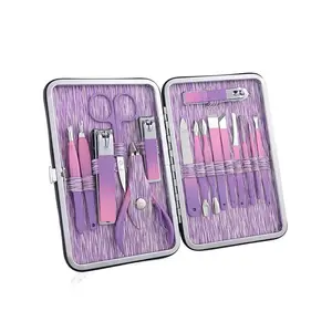 16pcs Nail Clippers Manicure Set Pedicure Sets High Quality Grooming Kit With Travel Case Nail Care Tool