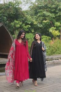 DERNIÈRE CONCEPTION DOUX ORGANZA SOIE FLORALE SÉQUENCE ANARKALI ROBE - Product Image 3