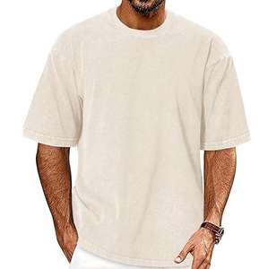 260 GSM เสื้อยืดผู้ชายขนาดใหญ่ที่เป็นกรดทึบกันแดดผ้าฝ้าย100% ซีดสไตล์วินเทจหินซักได้น้ำหนักมาก" - Product Image 5