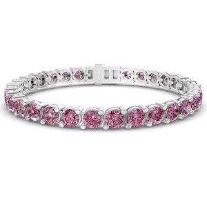Violet Purple Round Lab Grown Diamond Tennis Bracelet 2 Ct Tw VS Clarity 78 Diamonds 14K <b>Solid</b> <b>Gold</b> Regal Jewel Tone Sparkle - Product Image 2