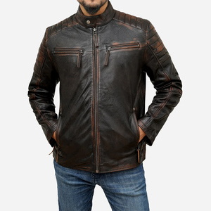 Chaqueta de Cuero para Hombre, Estilo Urbano, Cuero Vacuno Genuino, Ropa de Cuero, Marca Personalizada, Proveedor Mayorista OEM - Product Image 1