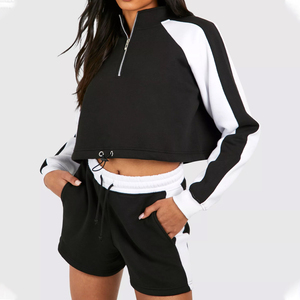 Ensemble survêtement femme personnalisé avec logo, deux pièces, sweat à capuche et pantalon de jogging, 100% coton molletonné, séchage rapide, style streetwear, hiver, haute qualité - Product Image 1