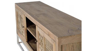 Modern Industrial Mango Wood Iron Storage Furniture Unique <b>TV</b> Stands for Bedroom Carved Living Room Hospital Entry Home Dining - Product Image 3