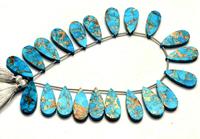 Pierres précieuses en vrac de qualité supérieure AAA+ en turquoise bleue de cuivre, de taille personnalisable, magnifiques, de forme poire plate, créées en laboratoire, pour bijoux sur mesure