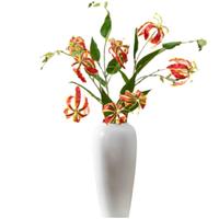 Lebensechte Künstliche Gloriosa-Lilie, Seidenblume für Heim- und Hochzeitsvasen-Arrangements, Dekorative Kunstblumen