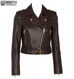 แจ็คเก็ตหนังแท้ของผู้หญิง2025ซิปด้านหน้าติดซิปปรับแต่งได้ - Product Image 1