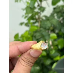 925 Silver Rainbow <b>Moonstone</b> <b>Ring</b> Dainty Geometric Gemstone Marquise Cut with Rhodium Plating Everyday Wear <b>Ring</b> - Product Image 2