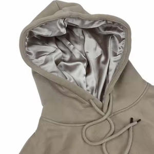 Pull-over brodé personnalisé grande taille Sweat-shirt éponge française 100% coton marron soyeux à capuche Sweats à capuche personnalisés vierges - Product Image 2