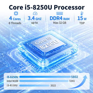 Mini PC sans ventilateur CWWK Firewall i5 8250U, 4 ports COM RS232/RS485, 2 ports Gigabit LAN, DDR4, SIM, HD, VGA, SATA3.0, <span class=keywords><strong>micro</strong></span>-ordinateur industriel - Product Image 2