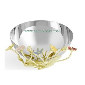 <b>Flower</b> Designer Aluminum Base Stainless Steel <b>Mirror</b> Polished Round Metal Food Mixing Bowl for Top Selling Factory Direct Supply - Product Image 1