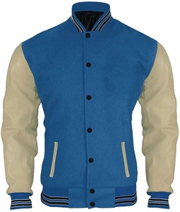 Veste vintage unisexe manches en cuir Letterman vente en gros de vestes universitaires pour hommes logo personnalisé veste de baseball décontractée pour l'hiver - Product Image 2