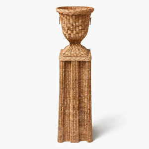 Piédestal et urne en rotin festonné élégant avec décoration en arc Vase à fleurs en rotin moderne pour la maison Conception OEM Personnaliser Made in Vietam - Product Image 6