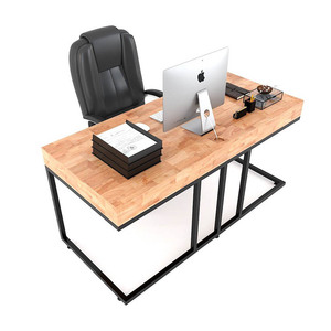 Bureau de direction 160x70cm avec tiroirs, style minimaliste de luxe, en bois de caoutchouc et pieds en fer BGD68045 pour bureau ou chambre - Product Image 6