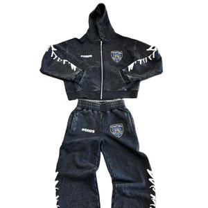 Ensemble de survêtement Hip Hop 2 pièces pour homme, hiver 2025, à capuche, uni, 100% coton, respirant, séchage rapide, léger, décontracté, streetwear - Product Image 1
