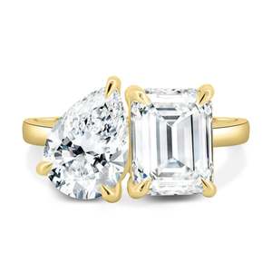 Anillo de Compromiso Toi Et Moi con Certificado IGI con Diamantes Cultivados en Laboratorio con Corte Pera en Oro Amarillo Sólido de 14/18 Quilates para Mujer - Product Image 1