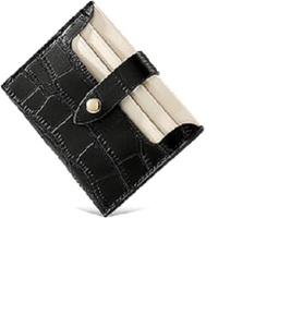 <b>Large</b> Minimalist Black PU Leather <b>Envelope</b> Wallet Slim Design Drawstring Closure Front Pocket Unisex Daily Use Card Holder Plain - Product Image 1