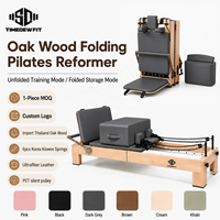 Machine de Pilates Reformer Pliable et Portable en Bois de Chêne Premium avec Ressorts à Résistance Réglable pour Studio et Usine