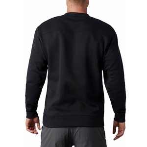 Men's <b>Black</b> <b>Crew</b> <b>Neck</b> <b>Sweatshirt</b> 100% Cotton Loose Fit Casual Pullover Knitted Solid Color Winter Embroidered - Product Image 3