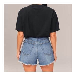 High-Waisted Denim <b>Shorts</b> 100%cotton breathable custom jeans denim <b>shorts</b> premium quality custom <b>shorts</b> for <b>women</b> - Product Image 3