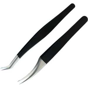 Juego de 2 pinzas para pestañas de la mejor calidad, instrumentos de belleza recubiertos de color negro de TARIQ MFG CO - Product Image 3