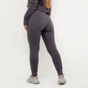 65% coton 35% Polyester doux Jersey tissu côtelé poignets base surdimensionné survêtement doux ardoise femmes survêtement bas - Product Image 2